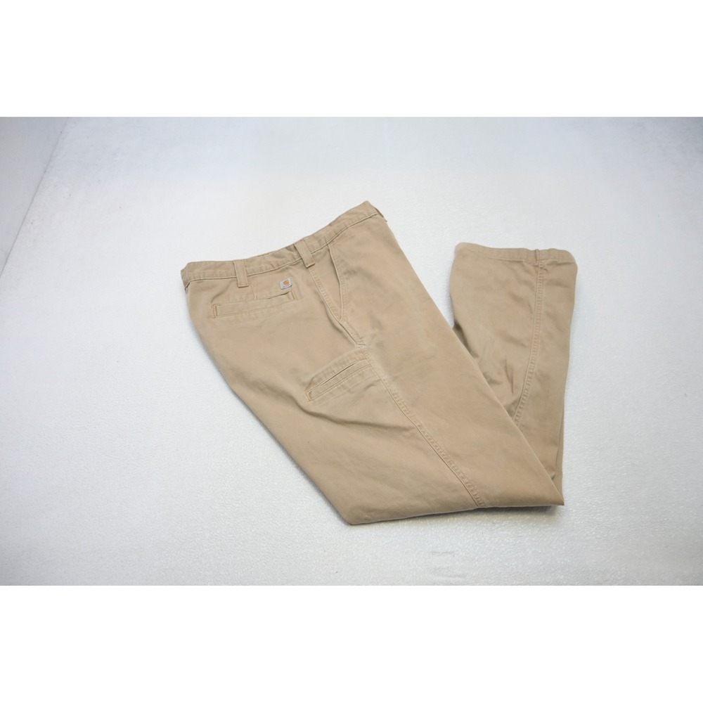 Carhartt Work Pants Mens 42x34 Tan Relaxed Fit Canvas Utility Carpenter Rugged